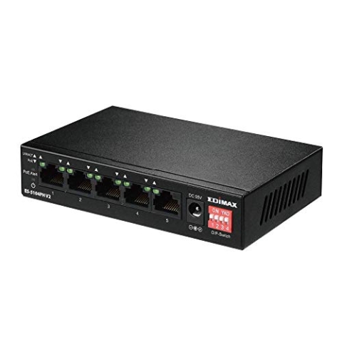 5-Port Fast Ethernet Switch mit 4 PoE+-Ports & DIP-Schalter