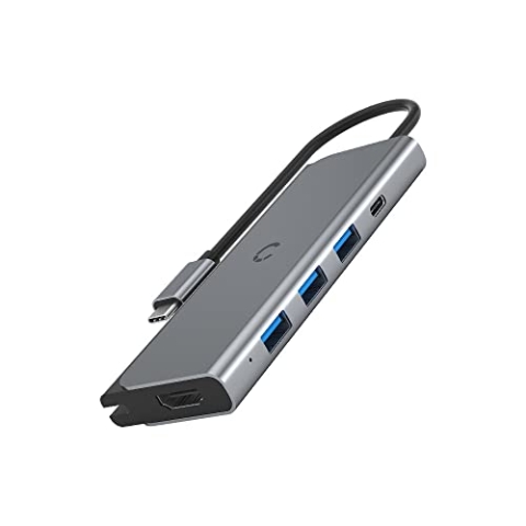 CYGNETT Unite TravelMate USB-C Hub - Schwarz CY3318HUBC3, 100W USB-C PD Pass-Through-Port, 3x USB-A 3.0 & 4K HDMI-Ports, High-Speed-Datenübertragung