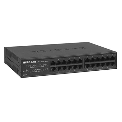 Netgear GS324 Switch 24 Port Switch Gigabit Ethernet (LAN Switch für Desktop- oder Rack-Montage, Plug-and-Play, energieeffizient, lüfterloses Gehäuse für leisen Betrieb)