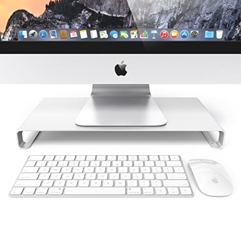 Desire2 Monitor Ständer Riser Stand Aluminium Monitorständer Bildschirmständer für Schreibtisch kompatibel mit iMac, MacBook, Laptop, Notebook, Computer und PC - Silber