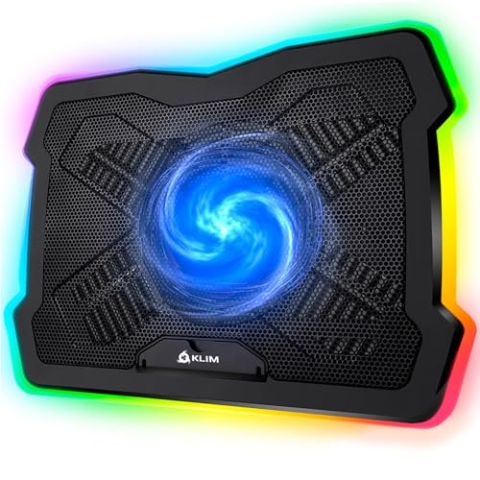 KLIM Ultimate Laptop Kühler + NEU + Gaming Cooling Pad + Stabiler RGB Ständer mit Lüfter + Kompatibel bis zu 17" + USB-Lüfter + Für PC Mac PS5 PS4