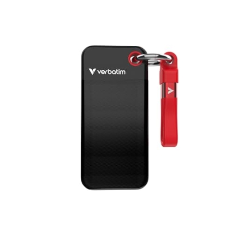 Verbatim Pocket SSD, 1 TB, Externe Festplatte, Portable Solid State Drive USB 3.2 Gen 2, für Mac, PC & Spielekonsole, Schwarz/Rot