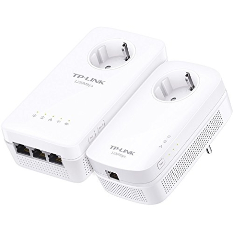TP-Link TL-WPA8630P KIT(DE) AV1200 WLAN AC1200 Gigabit Powerline Netzwerkadapter (WiFi Klone, MU-MIMO, App Steuerung, 4 Gigabit Ports, Steckdose, Kompatibel mit anderen Adaptern)
