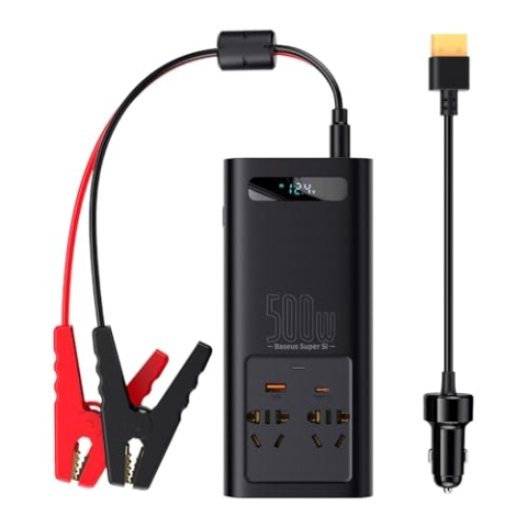 Baseus Car Power Inverter 150W 12V / 500W 220V (C+U + Dual EU Plug) Black (CGNB000101)