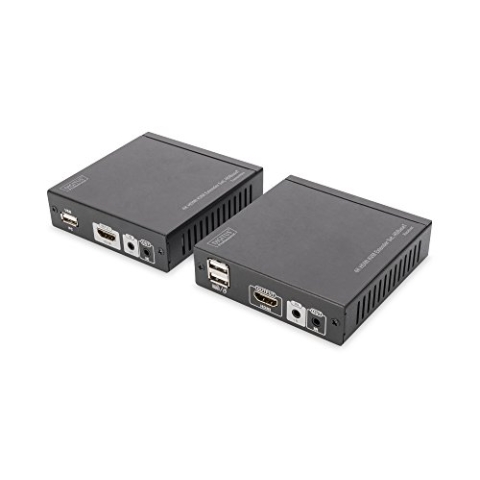 DIGITUS Professional DS-55502 - 4K HDMI KVM-Extender - 30/60 Hz - Set (Sender/Empfänger) - HDBaseT - HDCP 1.4 - bis zu 70 m Reichweite - PoE-fähig - Patchkabel (Cat 5e/6) - schwarz