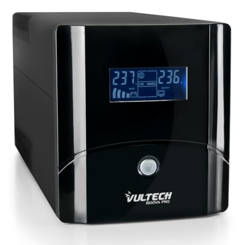VulTech UPS1500VA-PRO Line Interactive Kontinuitätsgruppe mit LCD, Schwarz [Italien]