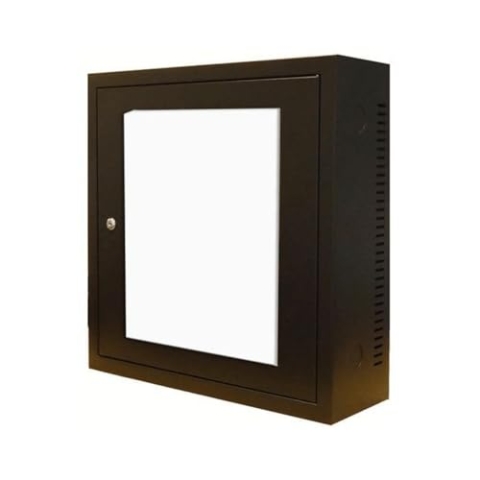 3U Wandschrank mit Glastür 185mm tief - Schwarz - Traglast 60 kg