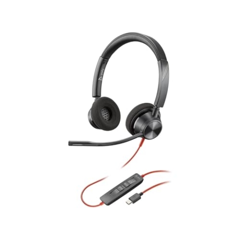 Plantronics – Blackwire 3320 USB-A (Poly) – kabelgebundenes Zwei-Ohr Headset (Stereo) mit Mikrofonarm – Verbindung mit PC/Mac über USB-A – Kompatibel mit Teams, Zoom und mehr