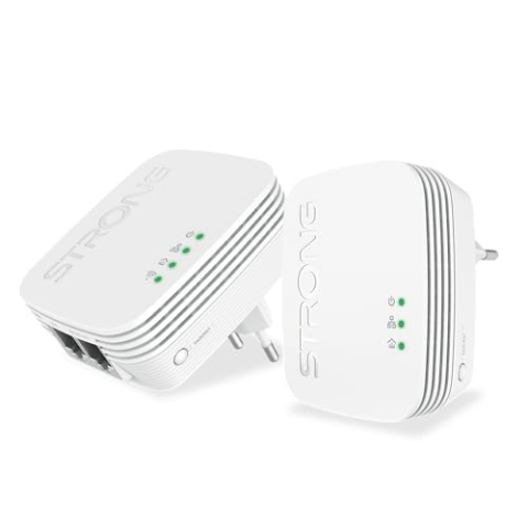 STRONG Powerline 600 Adapter, Internet über die Steckdose, 600 Mbit/s Powerline, WLAN Verstärker mit 300 Meter Reichweite, Kompatibel mit Allen Standard Modems und Routern, POWERLWF600DUOMINI