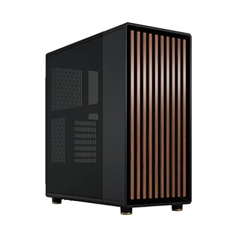 Fractal Design North Charcoal Black - Front aus Walnussholz – Seitenteile aus Mesh – Zwei 140-mm-Aspect-PWM-Lüfter enthalten – Intuitives Innenraum-Layout – ATX Mid-Tower PC-Gehäuse für Gaming