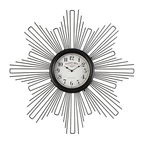 Versa Maputo Dekorative Wanduhr für die Küche, das Wohnzimmer, Esszimmer oder Schlafzimmer, Maßnahmen (H x L x B) 6,5 x 68 x 1,9 cm, Metall, Farbe: Schwarz