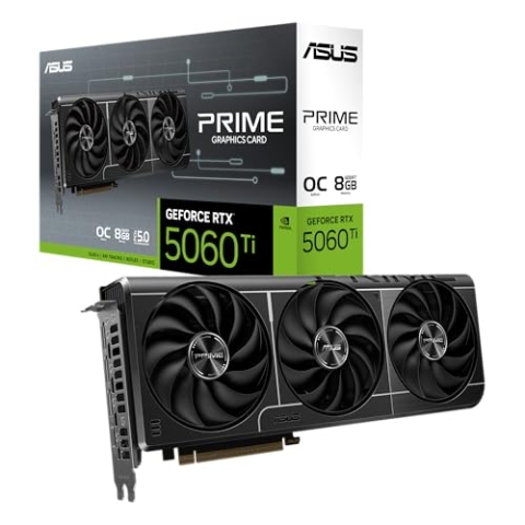 ASUS Prime GeForce RTX 5060 Ti 8GB GDDR7 OC Edition Gaming Grafikkarte (Nvidia GeForce RTX5060Ti DLSS 4, 2,5-Slot Design, PCIe 5.0, 3X DisplayPort 2.1b, 1x HDMI 2.1b, PRIME-RTX5060TI-O8G)