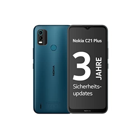 Nokia C21 6,5" HD+ Plus Smartphone mit gehärtetem Glas,2/32GB Speicher,IP52 Zertifizierung,13MP Dual-Kamera HDR und Panorama,Clean OS,Dual-SIM Sicherheitsupdates für 2 Jahre - Cyan, C21 Plus