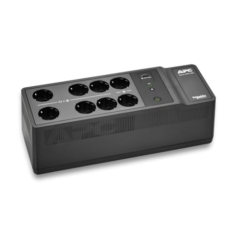 APC UPS für Zuhause, 500VA UPS Batterie-Backup mit AVR, 8X CEE 7/3 Schuko outlets(1) USB-Ladeanschluss, Back-UPS Unterbrechungsfreie Stromversorgung BE500G2-GR