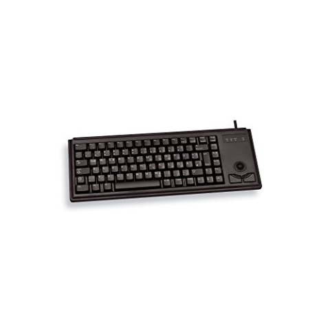 CHERRY G84-4400, Kompakte Tastatur mit Trackball, UK-Layout (QWERTY), Kabelgebunden (PS/2-Anschluss), 2 Maustasten, Mechanische CHERRY ML Switches, Schwarz