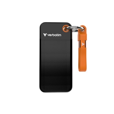 Verbatim Pocket SSD, 1 TB, Externe Festplatte, Portable Solid State Drive USB 3.2 Gen 2, für Mac, PC & Spielekonsole, Schwarz/Orange