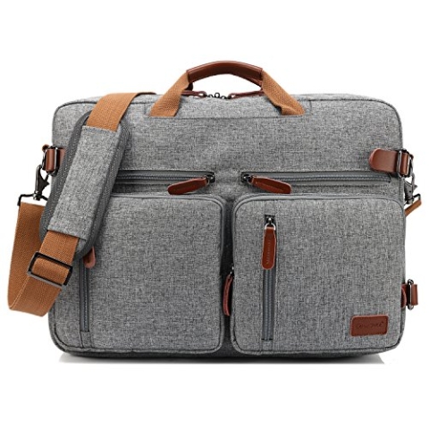 CoolBELL umwandelbar Rucksack Messenger Bag 17 Zoll Laptop Tasche Aktentasche Umhängetasche Reiserucksack Schultertasche für Arbeit Männer/Frauen,Grau