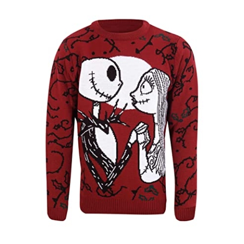 Heroes Inc. Nightmare Before Christmas Jumper Jack and Sally Offiziell Unisex Ugly Sweater Größe L