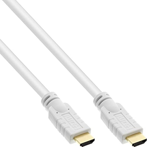 InLine 17510W HDMI Kabel, HDMI-High Speed mit Ethernet, Premium, 4K2K, Stecker / Stecker, weiß / gold, 10m