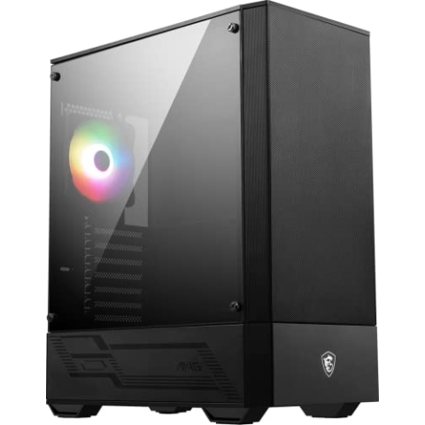 MSI MAG Forge 110R Mid-Tower ATX Gehäuse (2X USB 3.0 Anschluss, 1x 120mm A-RGB Fan im Lieferumfang, schwarz, RGB)