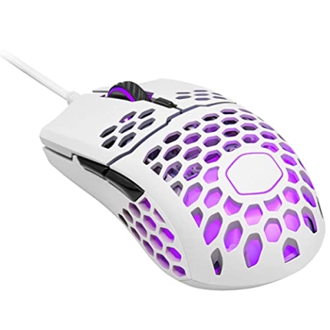 Cooler Master MM711 leichte 60g RGB-LED Maus mit Kabel, Computer-Maus mit Pixart-Sensor (16000 DPI), Omron-Schalter (20 Millionen Klicks), PTFE-Gleitfüße, beidhändige Wabenschale - Matt-Schwarz