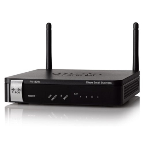 Cisco RV180W Router (1000 Mbit/s, 10/100/1000Base-T(X), 802.11b, 802.11g, 802.11n, Ethernet (RJ-45), 2.4-2.4835GHz, extern) schwarz