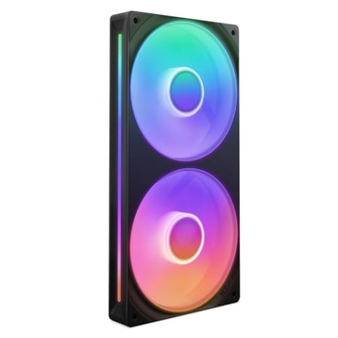 NZXT F240 RGB Core - 240 mm Einzelrahmen-Lüftereinheit mit 2 x 120 mm RGB-Lüftern - Drehzahl- und Beleuchtungssteuerung - Hoher statischer Druck und Luftstrom - 8 aRGB-LEDs pro Lüfter - Schwarz