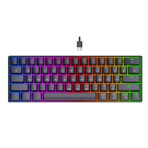 PREYON Brown All Claw Gaming tastatur mit USB C, Bluetooth, 2.4 GHz - Mechanische Tastatur mit Hintergrundbeleuchtung - 60% Tastatur - Hot Swap - 2500 mAH Akku - Gateron Brown Schaltern