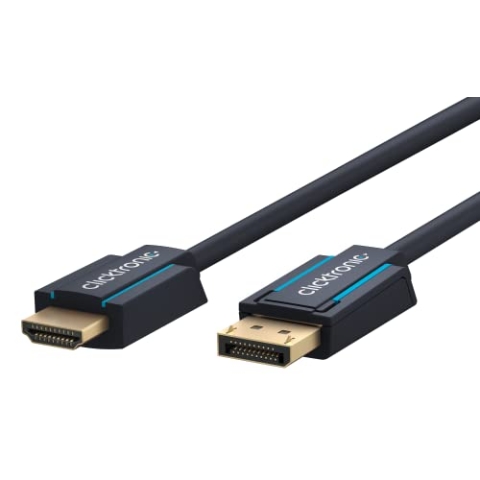 Clicktronic DisplayPort HDMI Kabel 4k 60 Hz unidirektional mit Signalverstärker - DP 1.4 zu HDMI 2.0 Adapterkabel - Monitorkabel Display Port auf HDMI 10m