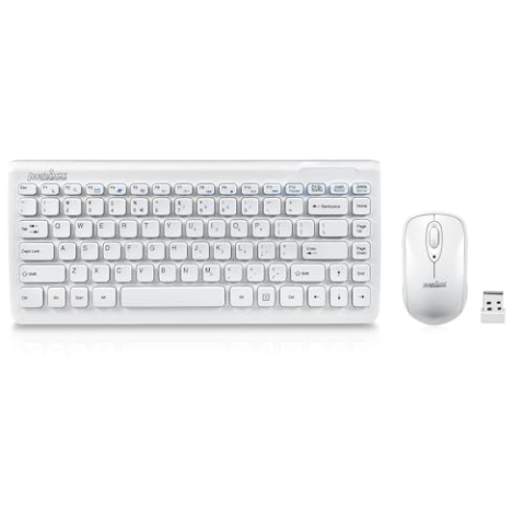 Perixx PERIDUO-707W PLUS, Wireless Mini Keyboard and Mouse Combo - Piano White - 12.60"x5.55"x0.98"