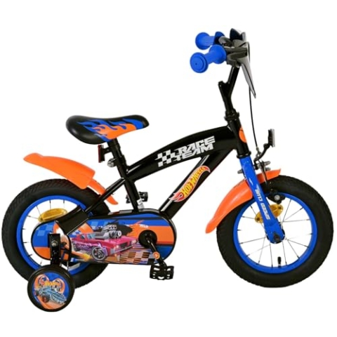 Volare Hot Wheels Kinderfahrrad - Jungen - 12 Zoll - Schwarz Orange Blau