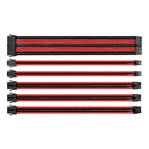 Thermaltake TtMod AC-033-CN1NAN-A1 Verlängerungskabel für ATX/EPS/8-polige PCI-E/6-polige PCI-E mit Kämmen, Rot/Schwarz
