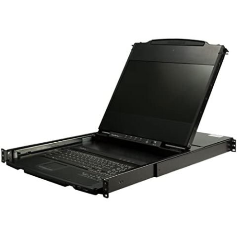 StarTech.com KVM Konsole HD 1080p mit zweifache schiene - Ein(DVI/VGA) Port KVM mit 17" LCD Monitor für Netzwerkschrank/Serverrack - 1HE LCD KVM Schublade mit Kabeln - USB Unterstützung (RKCOND17HD)