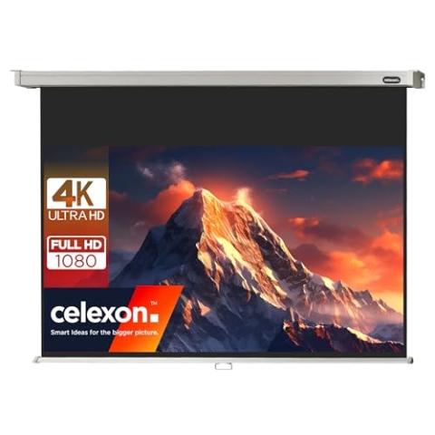 celexon Professional Rollo-Leinwand 70" | 160x90 cm 16:9 | manuell ausziehbare 4K, Full-HD Beamer-Leinwand für das Büro oder Heimkino-Projektionen | Wand- & Deckenmontage/zum Aufhängen