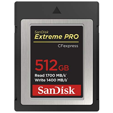 SanDisk Extreme PRO CFexpress Speicherkarte Typ B 512 GB (Lesegeschwindigkeiten bis 1700 MB/s, für RAW 4K-Video, XQD-Kompatibilität, RescuePro Deluxe Wiederherstellung Software)