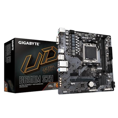 GIGABYTE B650M S2H Mainboard - AMD Ryzen 9000er-Serie, 5+2+2 Phasen VRM, bis zu 6400 MHz DDR5 (OC), 1xPCIe 4.0 M.2, GbE LAN, USB 3.2 Gen 1