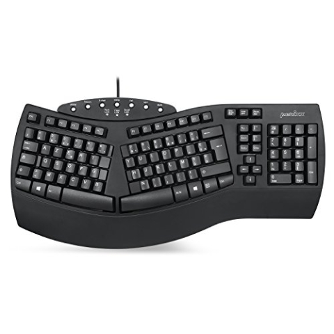 perixx PERIBOARD-512, Große ergonomische Tastatur, kabelgebunden, USB, für Windows – Schwarz, AZERTY