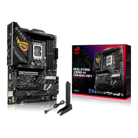 ASUS ROG Strix Z890-H Gaming WiFi Mainboard Sockel Intel LGA 1851 (ATX, DDR5, 1x PCIe 5.0 x 16 SafeSlot, 4X M.2, 3X PCIe 4.0, WiFi 7, Aura Sync)