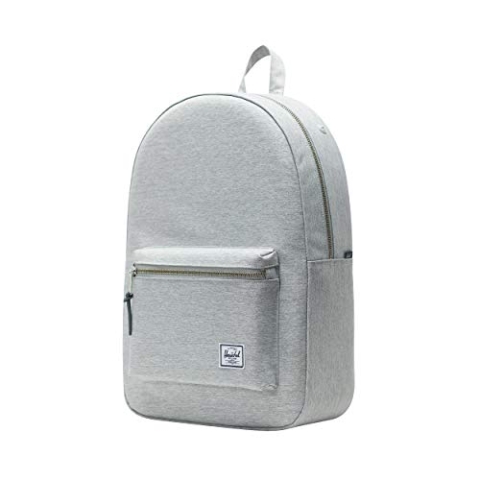 Herschel Settlement Stoff, Leder grau Rucksack – Rucksäcke (Stoff, Leder, grau, monoton, Vordertasche, Handyfach, Reißverschluss)