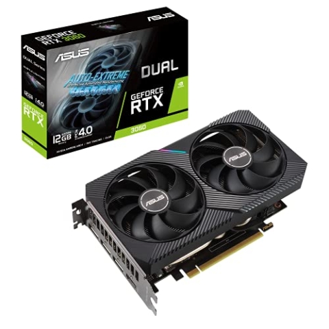 ASUS GeForce Dual RTX 3060 12GB V2 Gaming Grafikkarte (LHR (Lite Hash Rate, GDDR6 Speicher, PCIe 4.0, 1x HDMI 2.1, 3x DisplayPort 1.4a, DUAL-RTX3060-12G-V2)