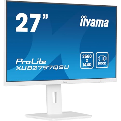 iiyama Prolite XUB2797QSU-W2 68,6cm 27" IPS LED-Monitor WQHD 100Hz HDMI DP USB3.2 Höhenverstellung Pivot Adaptive Sync weiß