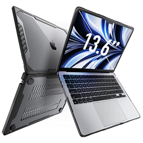 SUPCASE für MacBook Air 13 Zoll Hülle 2025-2022, M4 A3240 / M3 A3113 / M2 A2681 Bumper Case Stoßfest Schutzhülle Protective Hartschale Kratzfest Cover [Unicorn Beetle] für MacBook Air 13.6", Schwarz