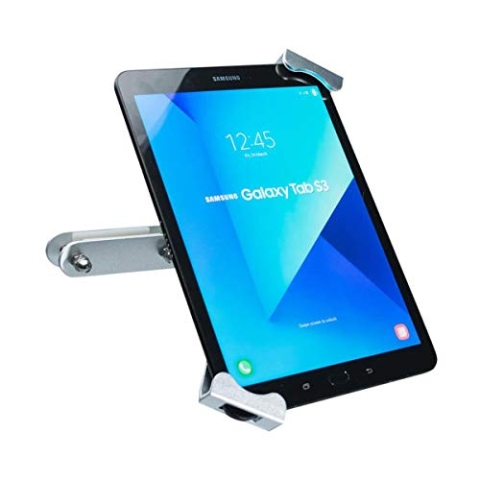 CTA Digital: Auto-Kopfstützen-Halterung, Diebstahlschutz, Tablet-Halterung für Fahrzeuge, drehbare Rücksitzhalterung für iPad 10,2 Zoll, iPad Pro/iPad Mini, iPad Gen 6/iPad 5, iPad Air/Galaxy und mehr, Silber