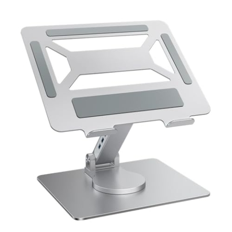 Verstellbarer Laptop-Ständer mit um 360 Grad drehbarer Basis Ergonomischer Laptop-Erhöhung Zusammenklappbarer tragbarer Laptop-Erhöhung(Silver)
