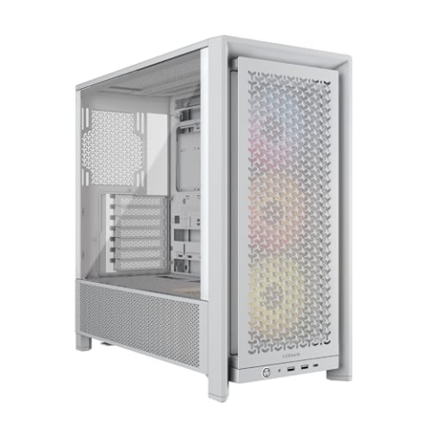 CORSAIR Frame 4000D RS ARGB Modulares Mid-Tower ATX PC-Gehäuse – Hoher Luftstrom, 3X Vorinstallierte RS ARGB-Lüfter, ASUS BTF, MSI Project Zero, Gigabyte Project Stealth – Weiß