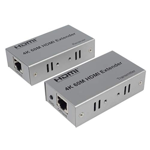 PremiumCord 4K HDMI Extender bis zu 60m über Patchkabel Cat5e / Cat6, LAN Kabel, Metallgehäuse, Kompatibel mit 4K 2160p UHD, Full HD 1080p 60Hz, 3D