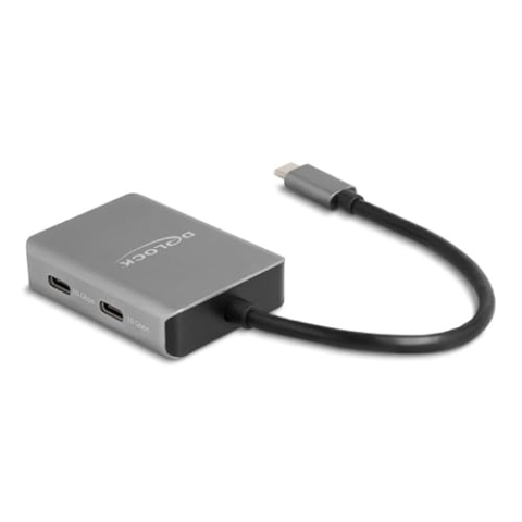 DeLOCK 64249 Hub & Hub USB Type-C 10000 Mbit/s Schwarz, Grau