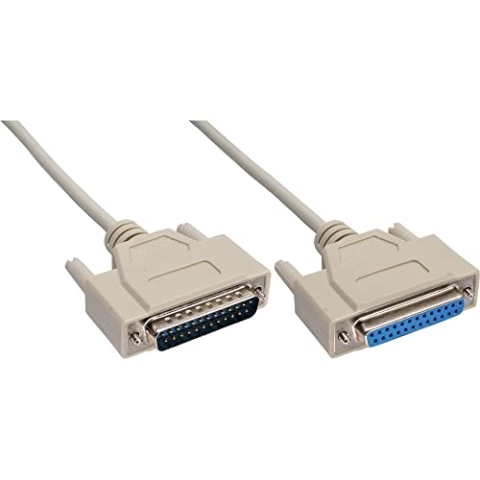 InLine 11430M Serielle Verlängerung, 25pol Stecker / Buchse, vergossen, 1:1 belegt, 30m