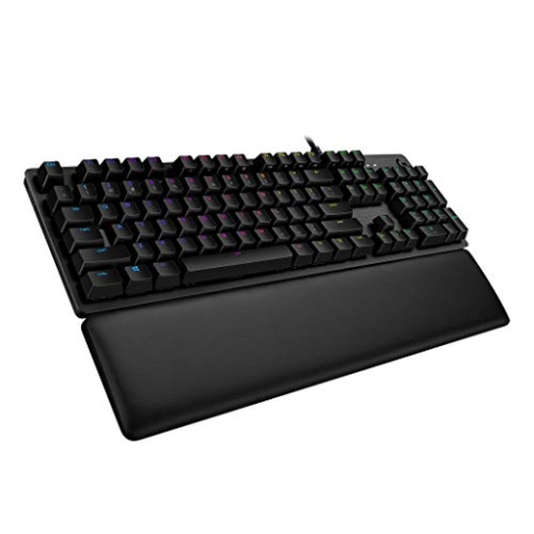 Logitech G513 mechanische Gaming-Tastatur, GX-Brown Taktile Switches, RGB-Beleuchtung, USB-Durchschleife, Handballenauflage mit Memory Foam, Aluminium-Gehäuse, Skandinavisches-Layout - Schwarz