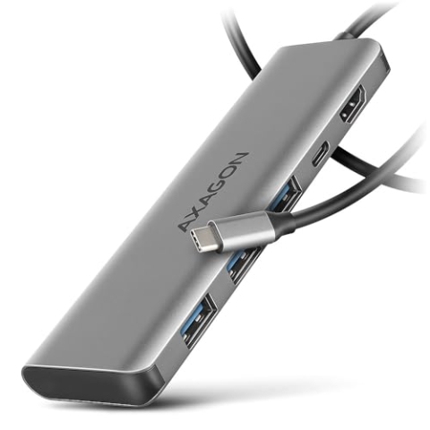 AXAGON HMC-5H USB-C 3.2 Gen 1 hub, 3X USB-A, 4K HDMI, PD 100W - Silber